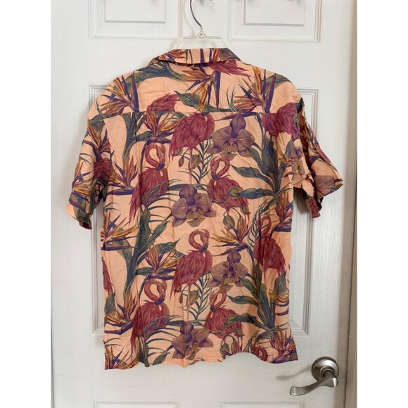 Massive Pink Tropical Flamingo Short Sleeve Button Down Men's Shirt Size Small - Picture 5 of 7